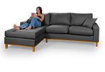 Sofá 3 Lugares 2,44m Living Amsterdã Com Chaise Esquerdo em Linho Grafite