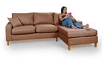 Sofá 3 Lugares 2,44m Living Amsterdã Com Chaise Direito em Linho Marrom