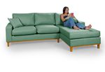 Sofá 3 Lugares 2,44m Living Amsterdã Com Chaise Direito em Linho Verde