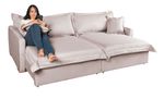 Sofá Cama Retrátil e Reclinável Living Bali em Linho Bege 2,18m