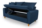Sofá Baú 3 Lugares Living em Tecido Suede Azul Marinho 1,95m