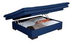 Sofá Cama Com Baú Reclinável Suede Liso - Azul Marinho