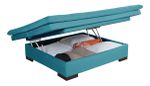 Sofá Cama Com Bau Reclinável Suede Liso Azul Turquesa