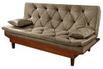 Sofá Cama Bege Reclinável Caribe 3 Posições em Suede