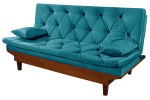 Sofá Cama Azul Turquesa Caribe 3 Posições Reclinável em Suede