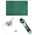 Kit Patchwork Verde Cortador + Fita Métrica + Base Corte