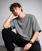 Camiseta Oversized Premium Cinza Masculina – 100% Algodão Visual Moderno