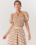 BLUSA LINHO ESTAMPADA WAVES JU 