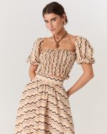 SAIA MIDI ESTAMPADA LINHO WAVES AYA