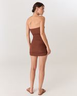 VESTIDO RETRÔ COM MANGAS BUFANTES MARROM ROBERTA 