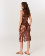 VESTIDO HANNA MIDI MACRAME MARROM 
