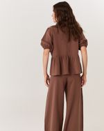 CALÇA ALFAIATARIA PANTALONA DE LINHO MARROM VICKY