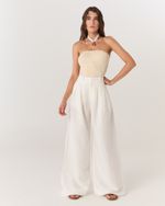CALÇA ALFAIATARIA PANTALONA DE LINHO OFF WHITE VICKY NEW