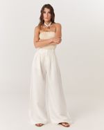 CALÇA ALFAIATARIA PANTALONA DE LINHO OFF WHITE VICKY NEW