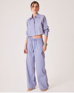 Camisa Cropped Gi Azul Listrado