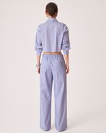 Camisa Cropped Gi Azul Listrado