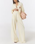 CALÇA ALFAIATARIA PANTALONA DE LINHO MANTEIGA VICKY