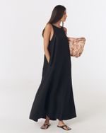 VESTIDO LONGO DE LINHO PRETO LORI 