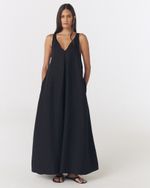 VESTIDO LONGO DE LINHO PRETO LORI 