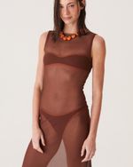 VESTIDO TULE MARROM GI NEW 