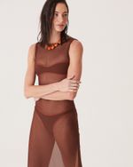 VESTIDO TULE MARROM GI NEW 