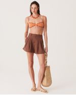 SHORT ALFAIATARIA DE LINHO MARROM PRI NEW