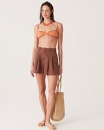 SHORT ALFAIATARIA DE LINHO MARROM PRI NEW