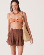 SHORT ALFAIATARIA DE LINHO MARROM PRI NEW