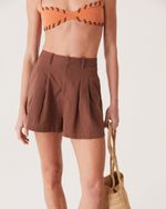 SHORT ALFAIATARIA DE LINHO MARROM PRI NEW