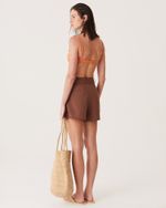 SHORT ALFAIATARIA DE LINHO MARROM PRI NEW