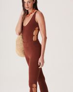 Calça Corsário Marrom Café com detalhes Laranja Van NK