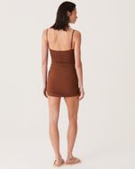 Vestido Meia Taça Marrom Café com detalhe Laranja Florence NK
