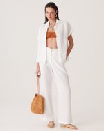 Pantacourt de Linho Off White Monica NEW
