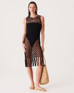 VESTIDO HANNA MIDI MACRAME PRETO 