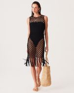 VESTIDO HANNA MIDI MACRAME PRETO 