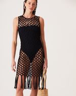 VESTIDO HANNA MIDI MACRAME PRETO 
