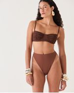 CALCINHA BIQUÍNI HOT PANTS CAVADA MARROM LIZ