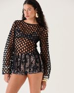 CROPPED MACRAME PRETO ELLE