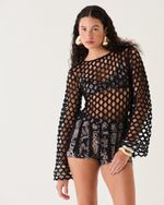 CROPPED MACRAME PRETO ELLE