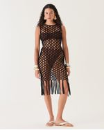 VESTIDO HANNA MIDI MACRAME PRETO 