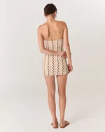 VESTÔ MAIÔ E VESTIDO RETRÔ COM MANGAS BUFANTES ESTAMPADA WAVES ROBERTA 