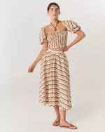 SAIA MIDI ESTAMPADA LINHO WAVES AYA