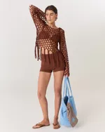 CROPPED MACRAME MARROM ELLE 