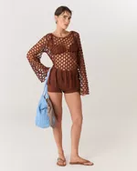 CROPPED MACRAME MARROM ELLE 