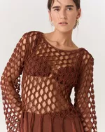 CROPPED MACRAME MARROM ELLE 