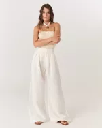 CALÇA ALFAIATARIA PANTALONA DE LINHO OFF WHITE VICKY NEW