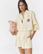 CAMISA CROPPED MANTEIGA DE LINHO GI