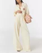 CALÇA ALFAIATARIA PANTALONA DE LINHO MANTEIGA VICKY