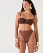 CALCINHA BIQUÍNI HOT PANTS CAVADA MARROM LIZ