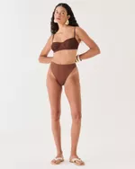 CALCINHA BIQUÍNI HOT PANTS CAVADA MARROM LIZ